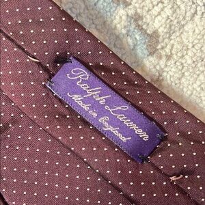Ralph Lauren “Purple Lable” Purple and White Dots Textured Silk Tie
